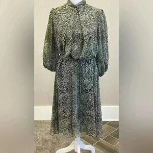 Maison Tara flowy sheer lined midi animal print dress size 16